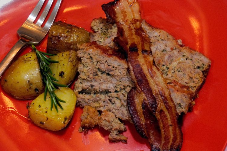 Rosemary Roasted Siglinde Potatoes With Meatloaf