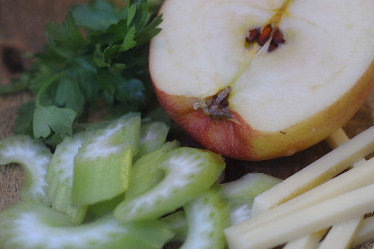 Celeriac Apple Salad, Celery, Hazelnut Vinaigrette